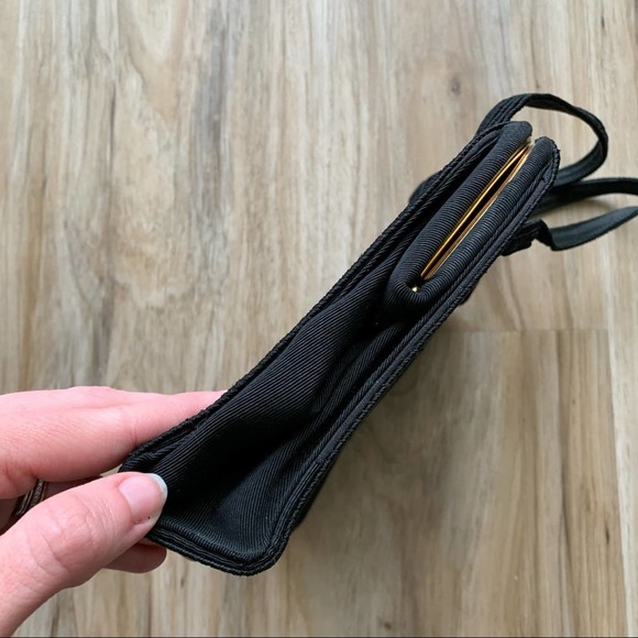 VINTAGE 1940s Black Corde Handbag by Gold Seal - Retro Handbag - Picture 6 of 15